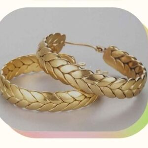 Gold Braided Hoop Earrings - Women's Fashion Jewelry